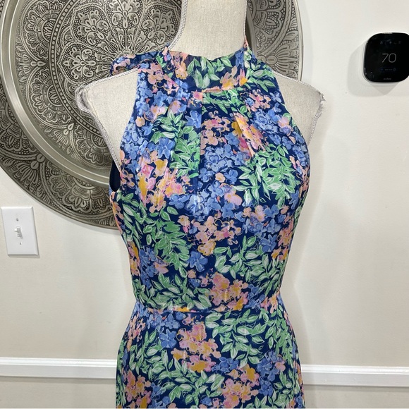 Shoshanna Midnight - Blue and Green Floral Maxi Dres with Silver Accents  Size 4 - Picture 3 of 11